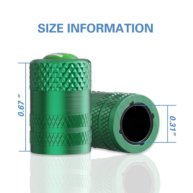 CKAuto 4 Pcs Aluminum Tire Valve Stem Caps with N2 Nitrogen Logo, Universal Stem Covers for Cars, SUVs, Bike and Bicycle, Trucks, Motorcycles | TPMS Safe | Corrosion Resistant | Dust Proof, Green - Image 4